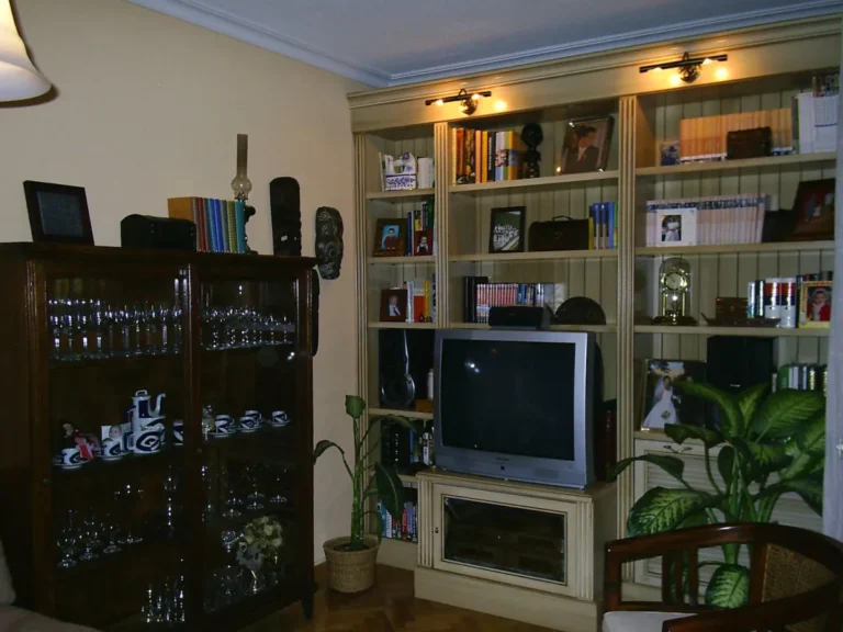 Salón amueblado con muebles de madera