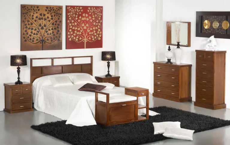 Dormitorio con muebles a medida en color nogal