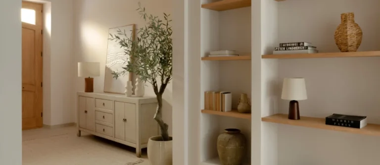 Pasillo moderno con estantería estrecha